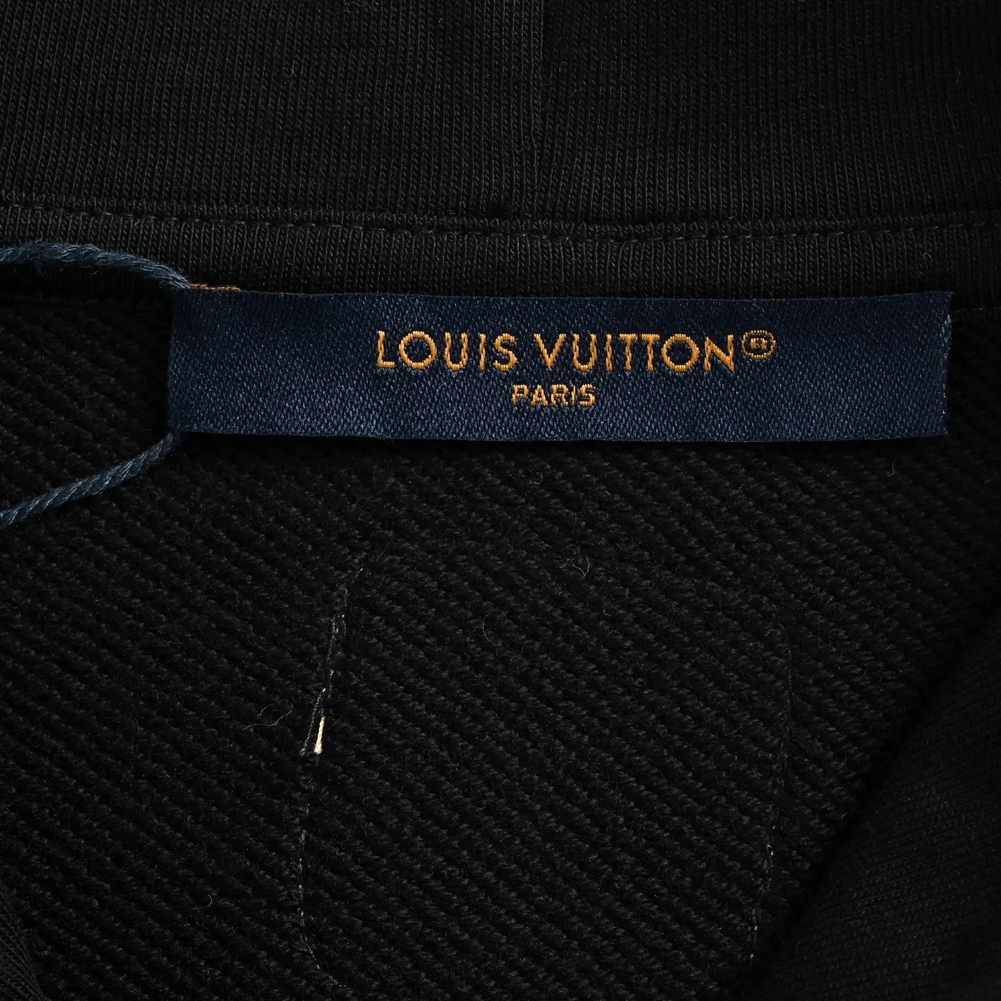 Louis Vuitton/Louis Vuitton embossed leather logo hooded sweatshirt